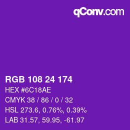 Color code: RGB 108 24 174 | qconv.com