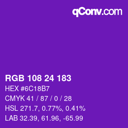 カラーコード: RGB 108 24 183 | qconv.com