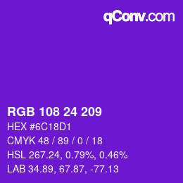 Color code: RGB 108 24 209 | qconv.com