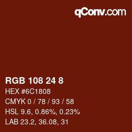 Color code: RGB 108 24 8 | qconv.com