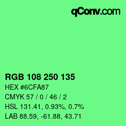 Color code: RGB 108 250 135 | qconv.com