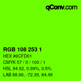Color code: RGB 108 253 1 | qconv.com