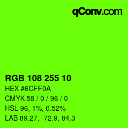 颜色代码: RGB 108 255 10 | qconv.com