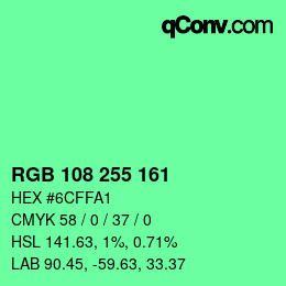 Color code: RGB 108 255 161 | qconv.com