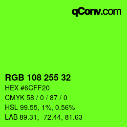 Color code: RGB 108 255 32 | qconv.com