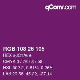 カラーコード: RGB 108 26 105 | qconv.com