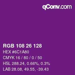 Color code: RGB 108 26 128 | qconv.com