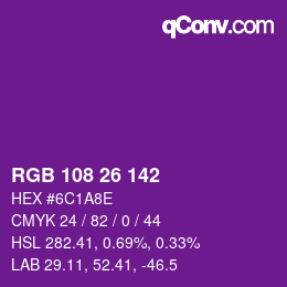 Color code: RGB 108 26 142 | qconv.com