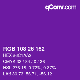 カラーコード: RGB 108 26 162 | qconv.com