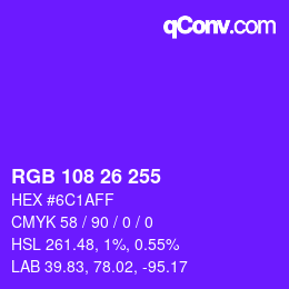 カラーコード: RGB 108 26 255 | qconv.com
