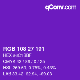Color code: RGB 108 27 191 | qconv.com