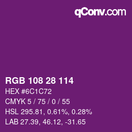 Color code: RGB 108 28 114 | qconv.com
