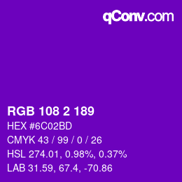 Color code: RGB 108 2 189 | qconv.com