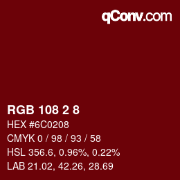 カラーコード: RGB 108 2 8 | qconv.com