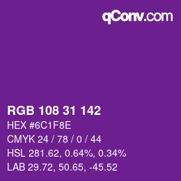 Color code: RGB 108 31 142 | qconv.com