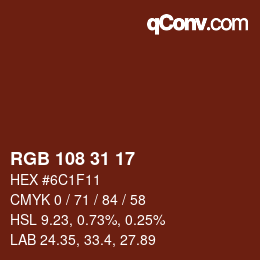 Color code: RGB 108 31 17 | qconv.com