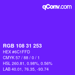 Color code: RGB 108 31 253 | qconv.com