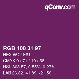 Color code: RGB 108 31 97 | qconv.com