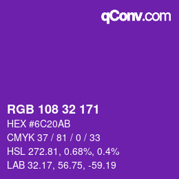 Color code: RGB 108 32 171 | qconv.com