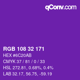 Color code: RGB 108 32 171 | qconv.com