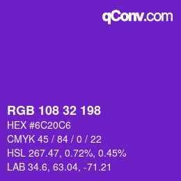 Color code: RGB 108 32 198 | qconv.com