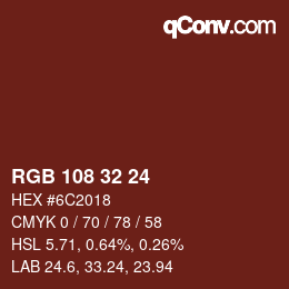 カラーコード: RGB 108 32 24 | qconv.com
