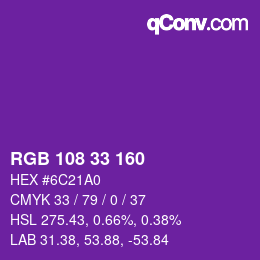 Color code: RGB 108 33 160 | qconv.com