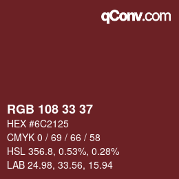 Color code: RGB 108 33 37 | qconv.com