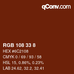 Color code: RGB 108 33 8 | qconv.com