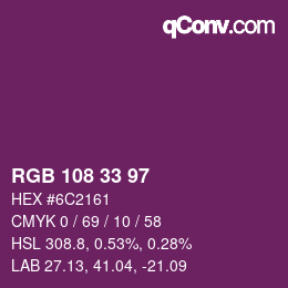 Color code: RGB 108 33 97 | qconv.com