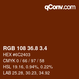 カラーコード: RGB 108 36.8 3.4 | qconv.com