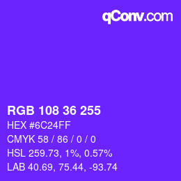 Color code: RGB 108 36 255 | qconv.com