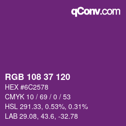 Color code: RGB 108 37 120 | qconv.com