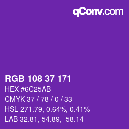 Color code: RGB 108 37 171 | qconv.com