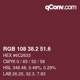 カラーコード: RGB 108 38.2 51.6 | qconv.com