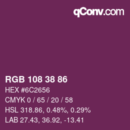 Color code: RGB 108 38 86 | qconv.com