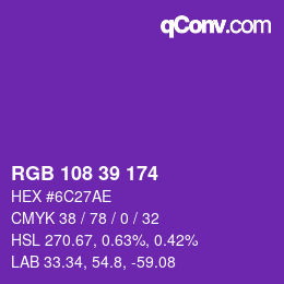 Color code: RGB 108 39 174 | qconv.com