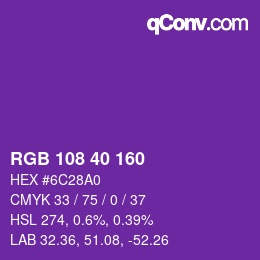 Color code: RGB 108 40 160 | qconv.com