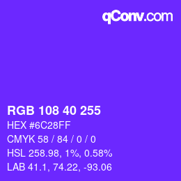 Color code: RGB 108 40 255 | qconv.com