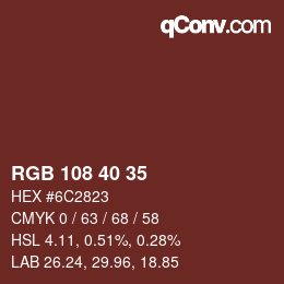 Color code: RGB 108 40 35 | qconv.com