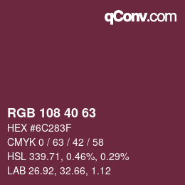 Farbcode: RGB 108 40 63 | qconv.com
