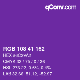 Color code: RGB 108 41 162 | qconv.com