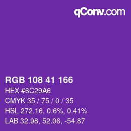 Color code: RGB 108 41 166 | qconv.com