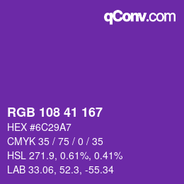 Color code: RGB 108 41 167 | qconv.com