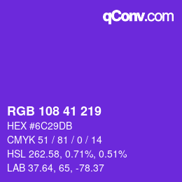Color code: RGB 108 41 219 | qconv.com