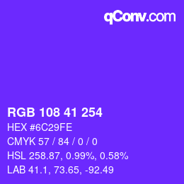 Color code: RGB 108 41 254 | qconv.com