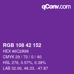颜色代码: RGB 108 42 152 | qconv.com