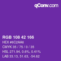 Color code: RGB 108 42 166 | qconv.com
