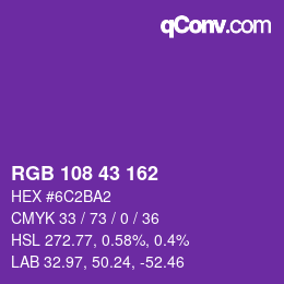 Color code: RGB 108 43 162 | qconv.com