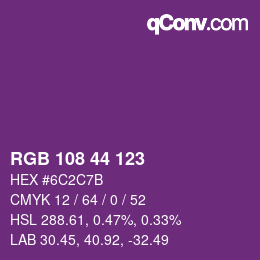 Farbcode: RGB 108 44 123 | qconv.com